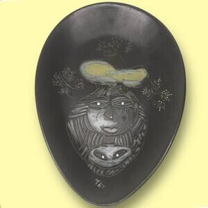 Vintage Mid Century Kroywen Pottery Signed Sheldon Gants Sgrafitto Platter Bowl